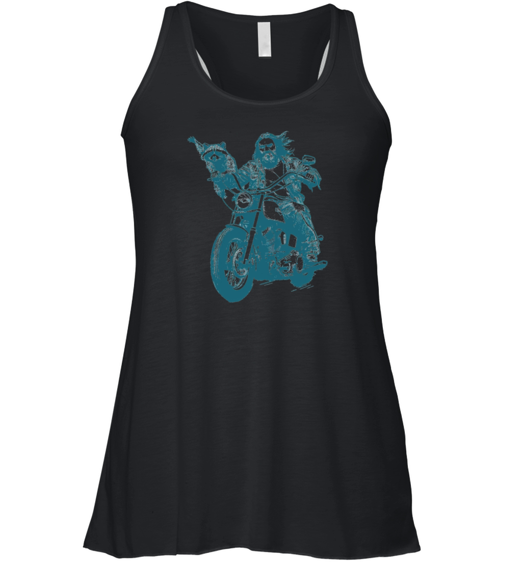 Raccoon Jesus Riding Motorcycle Funny Raccoon Women's Flowy Tank Top