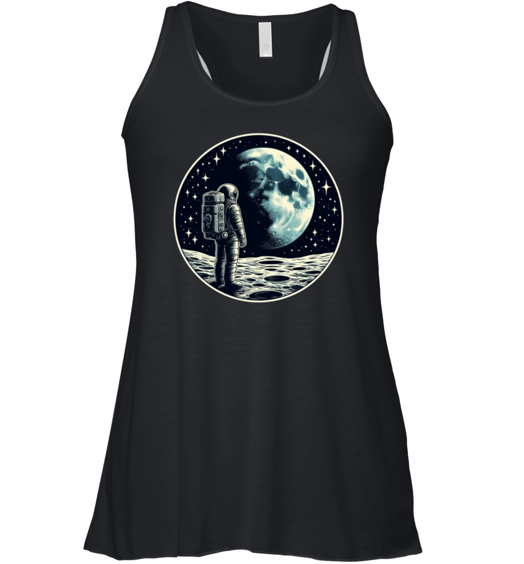 Retro astronaut watching stars space adventure 1 Women's Flowy Tank Top