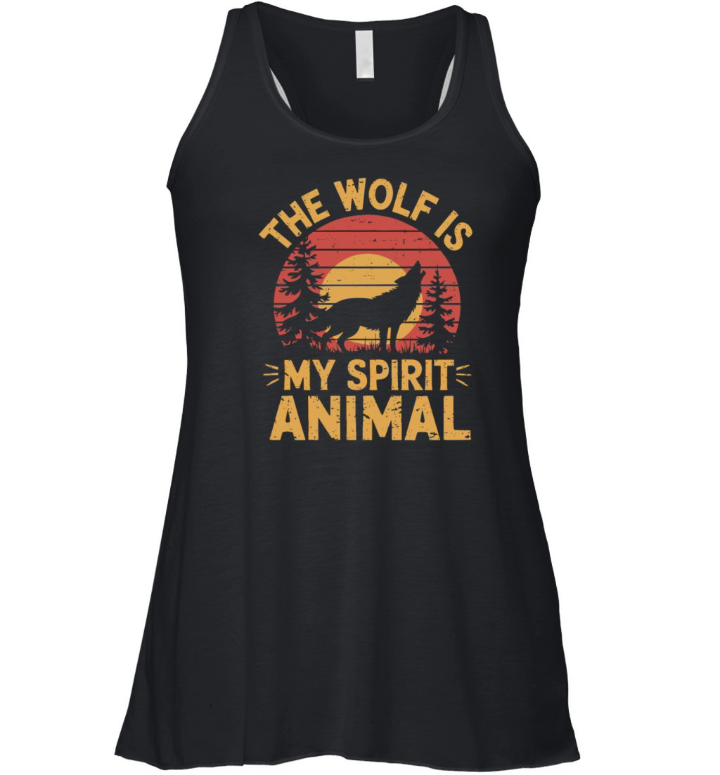 The Wolf Is My Spirit Animal Howling Wolf Women's Flowy Tank Top