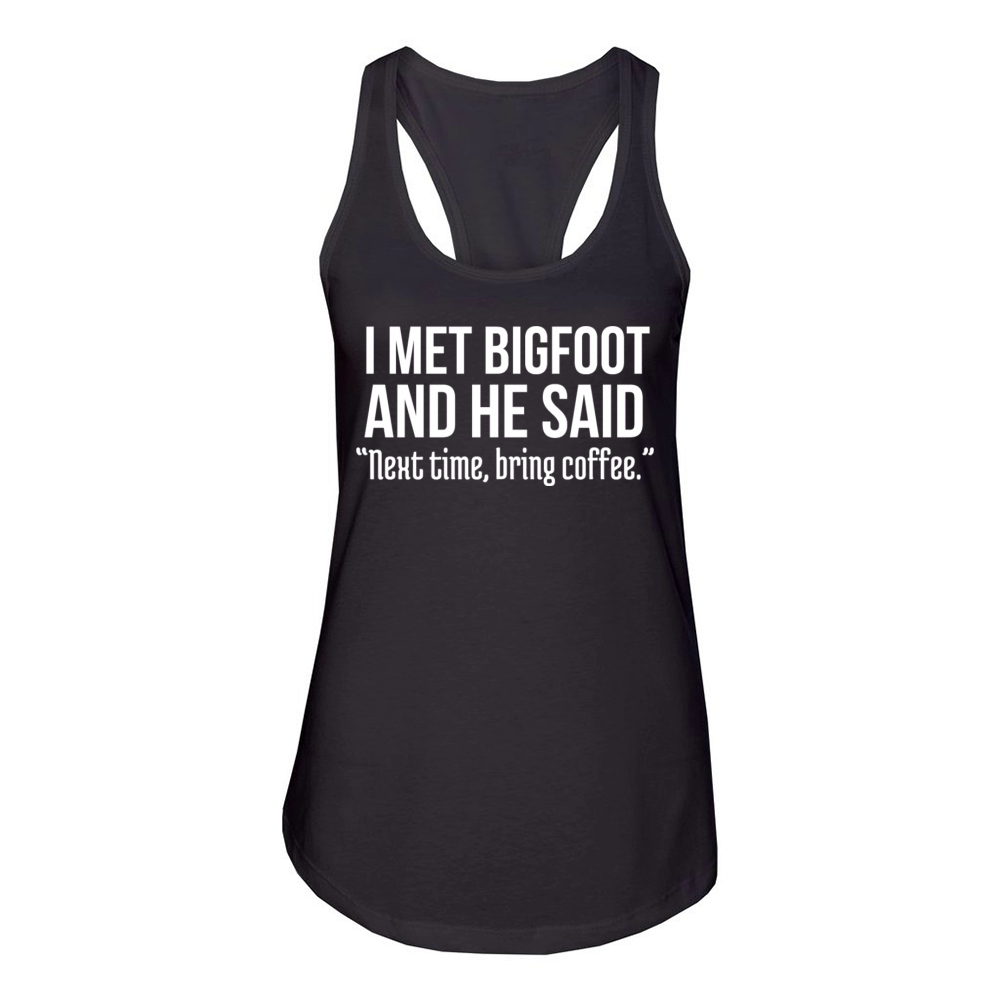 Funny Coffee bean Humor Bigfoot Sasquatch Humor Women's Racerback Tank