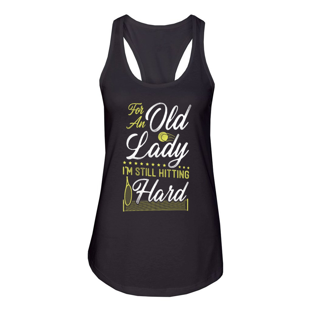 Funny Tennis Player Racket Grandma Women's Racerback Tank
