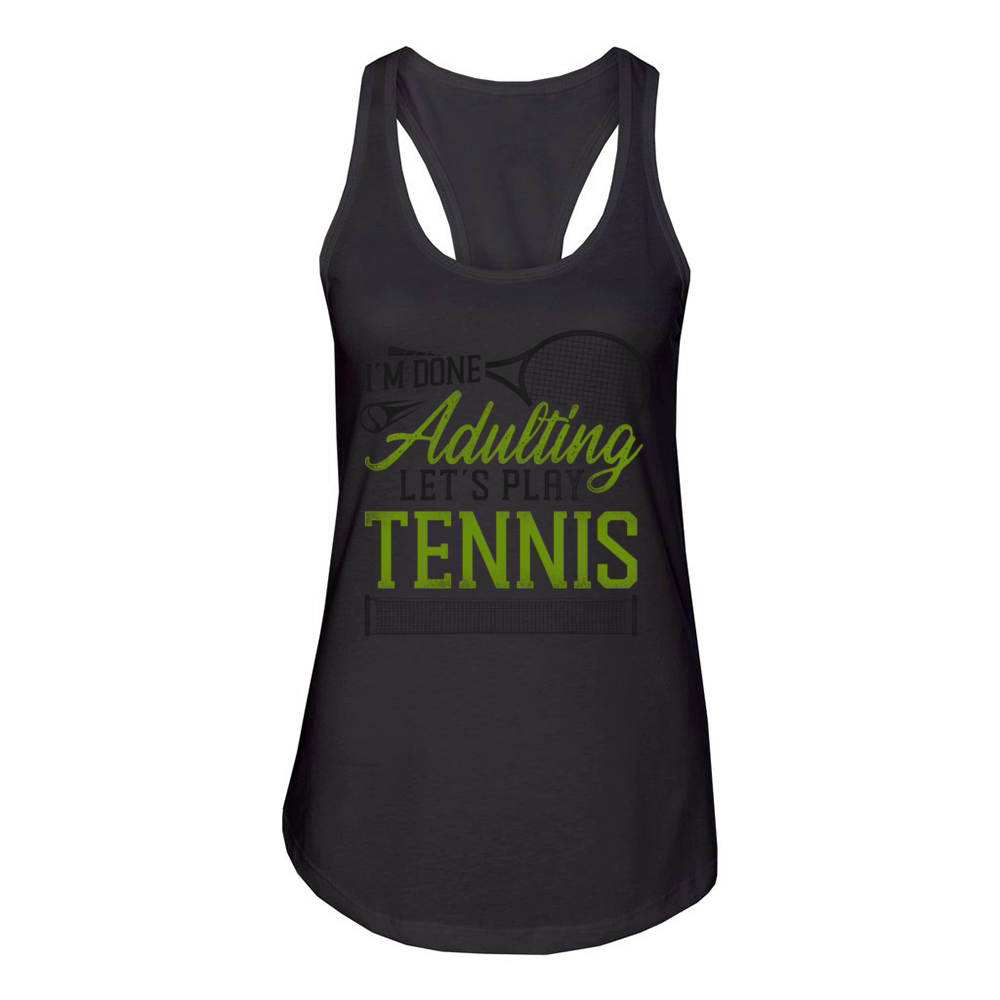 Funny Tennis Player Racket Im Women's Racerback Tank
