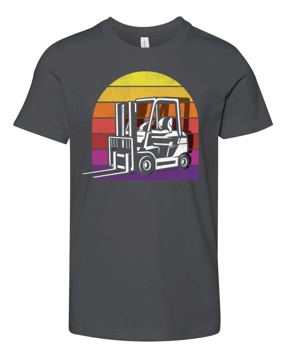 Forklift Retro Vintage Sunset Youth Unisex Jersey Tee