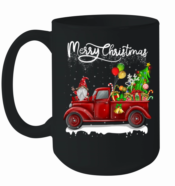 Merry Christmas Vintage Red Truck Gnome Ceramic Mug
