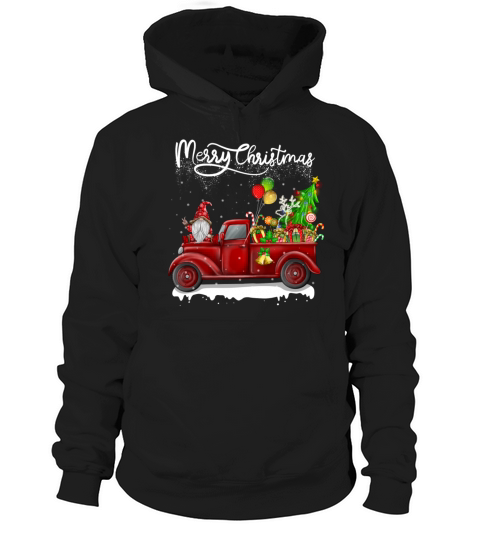 Merry Christmas Vintage Red Truck Gnome Hoodie Unisex