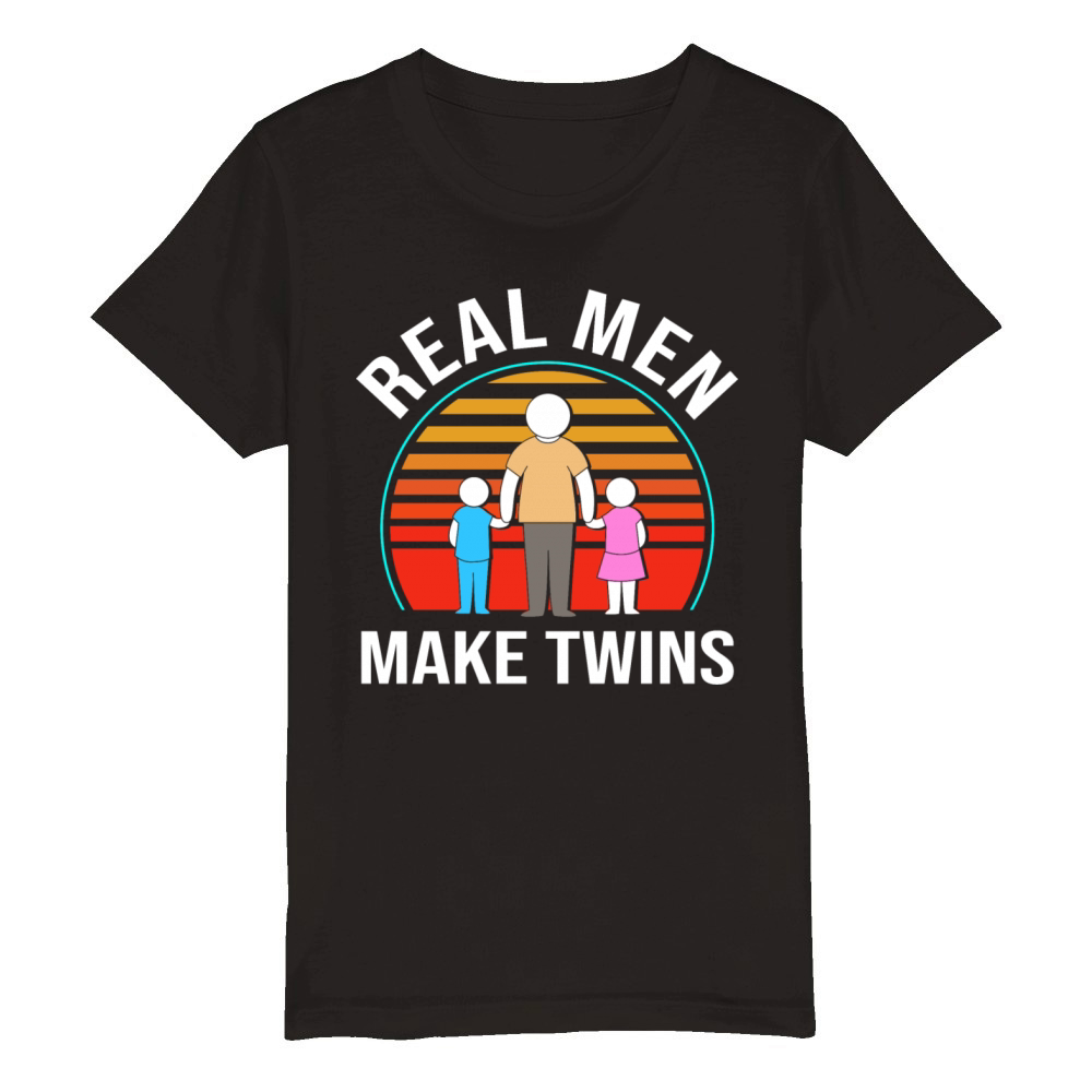 Retro Dad Of The Twins Real Men Make Twins Organic Kids Crewneck T-shirt