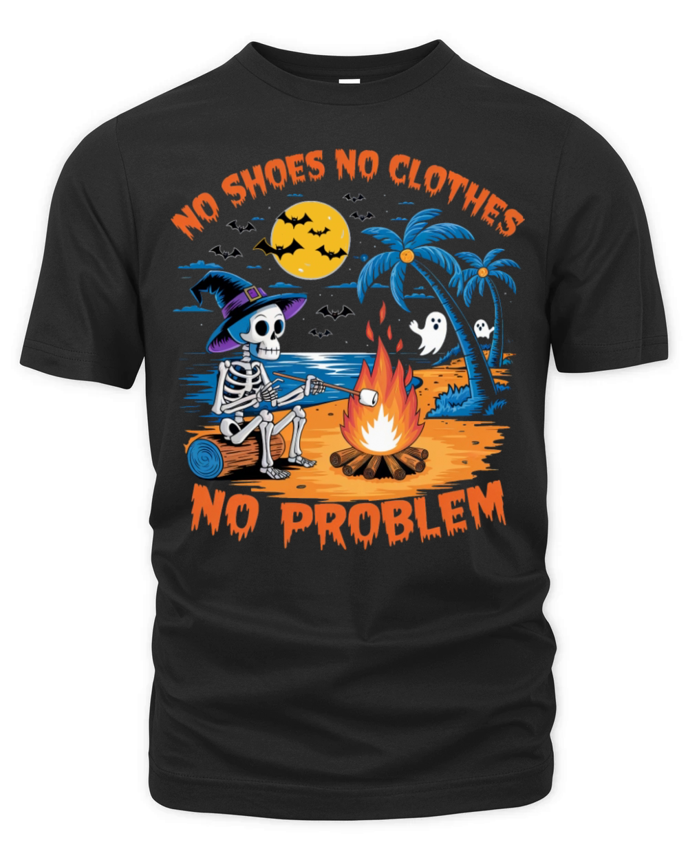 Halloween Skeleton No Shoes No Clothes No Problem Organic Unisex T-shirt