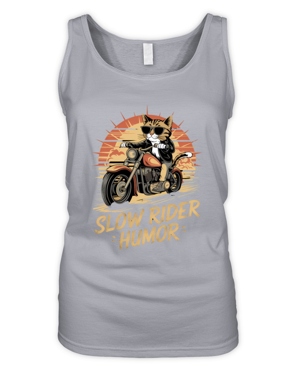 Funny Cat Biker Slow Rider Motorcycle Retro Art Organic Women's Tank Top