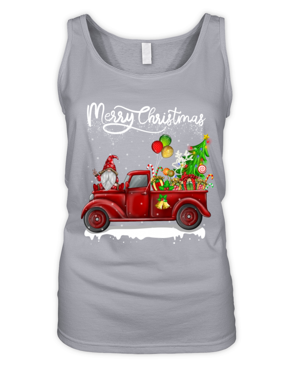 Merry Christmas Vintage Red Truck Gnome Organic Women's Tank Top