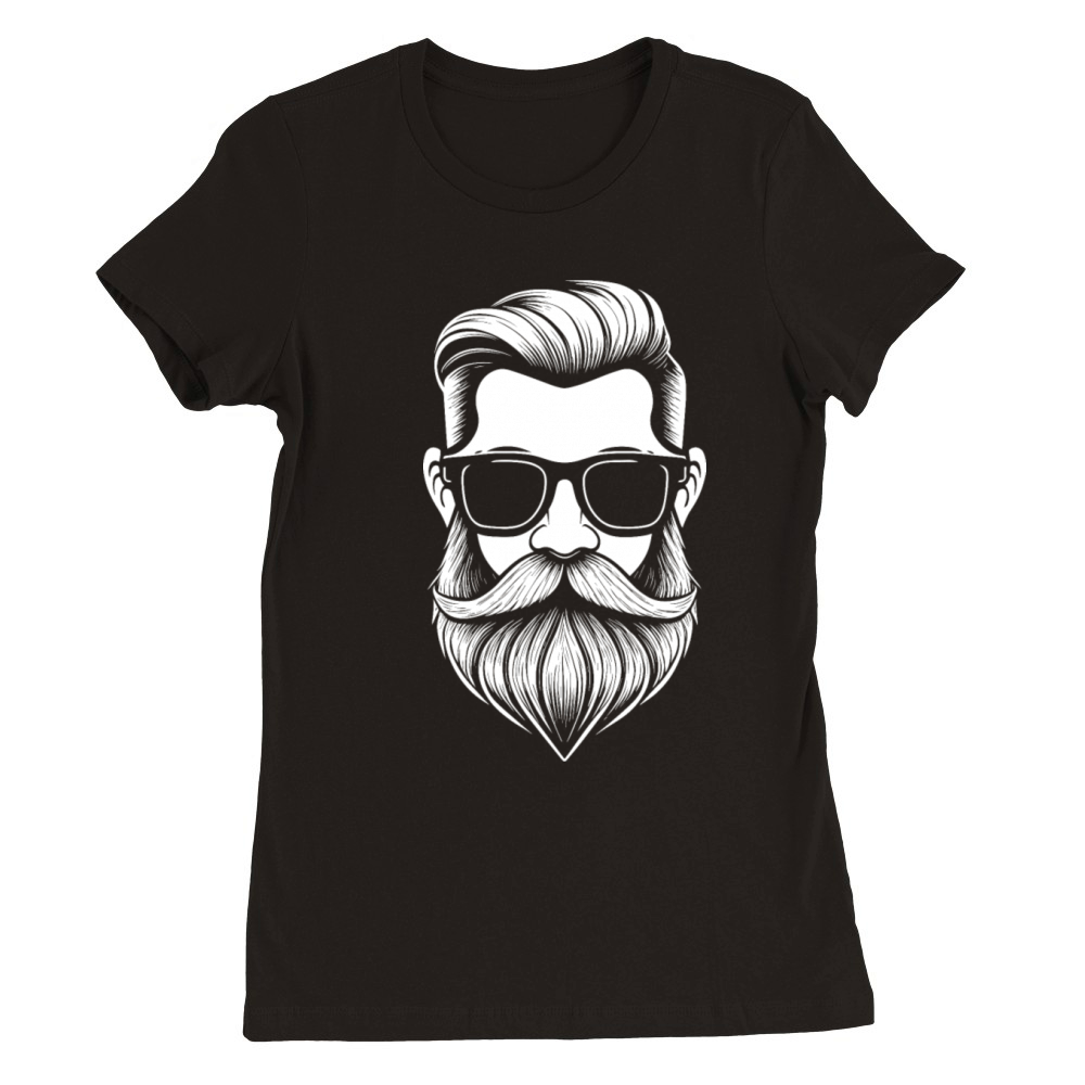 a Bearded and mustachioed mans face Premium Womens Crewneck T-shirt