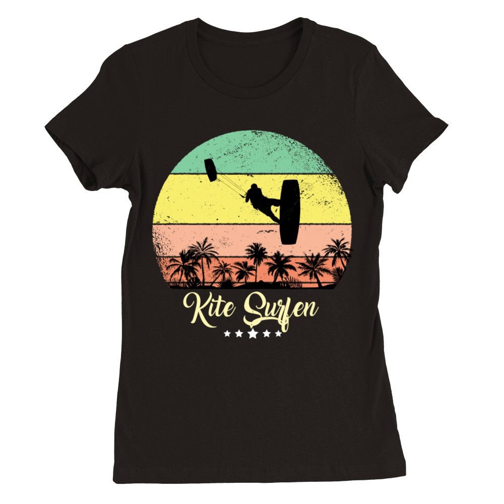 Kite Surfing Surfer Vintage Retro Sunset Premium Womens Crewneck T-shirt
