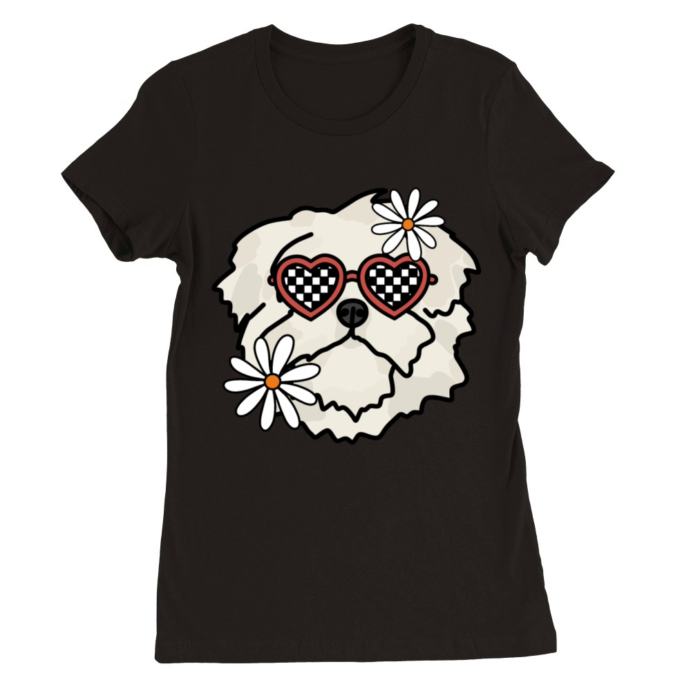 Lhasa Apso Retro Dog Premium Womens Crewneck T-shirt