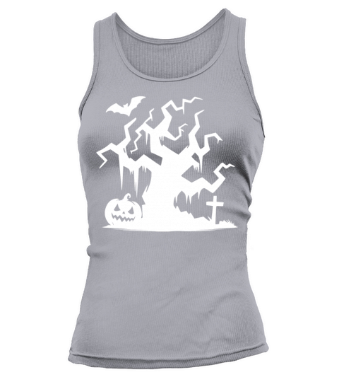Halloween Haunted Tree With Pumpkin And Bat Tank top Woman