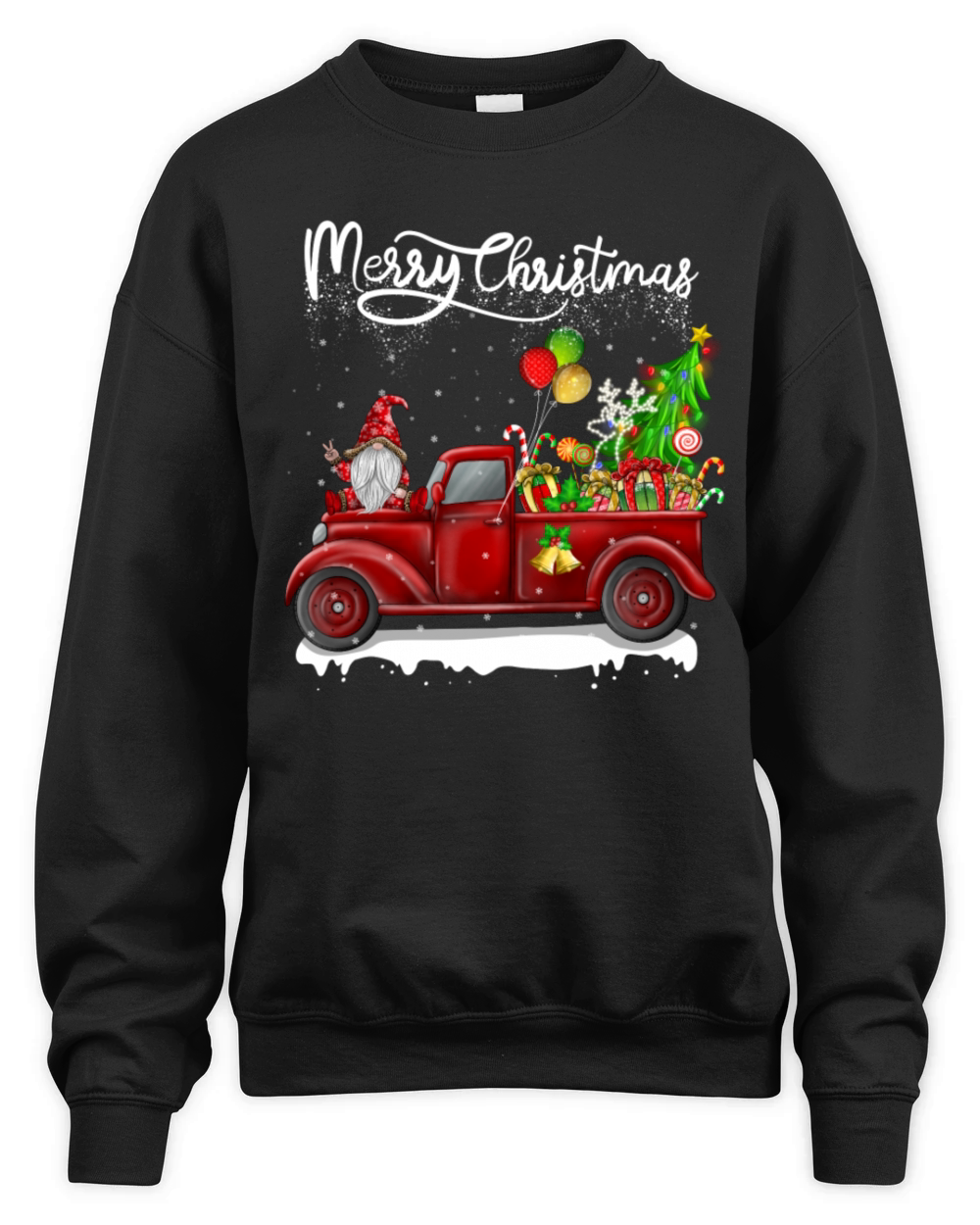 Merry Christmas Vintage Red Truck Gnome Unisex Premium Crewneck Sweatshirt