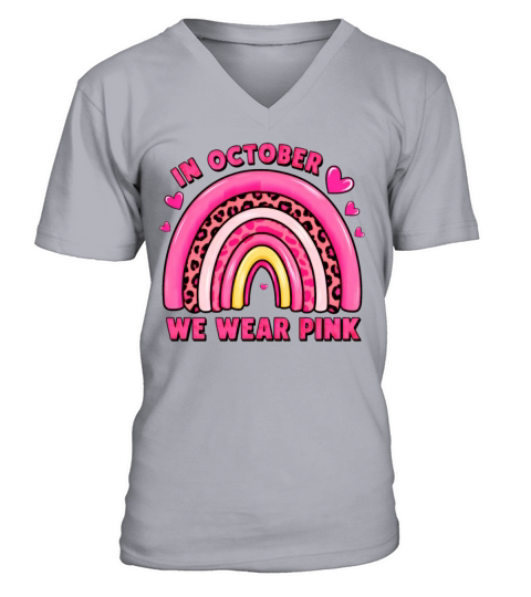 In October We Wear Pink Leopard V-Neck T-shirt