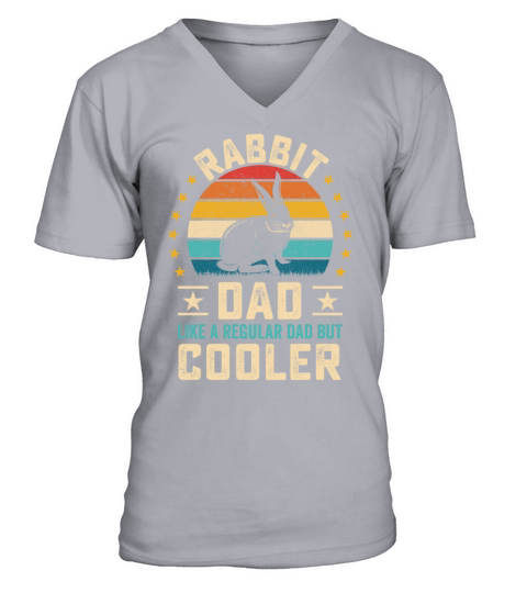 Retro sunset Rabbit Dad quote furry pet design V-Neck T-shirt