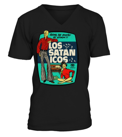 Vintage Mexican Devil Light Rock Band V-Neck T-shirt