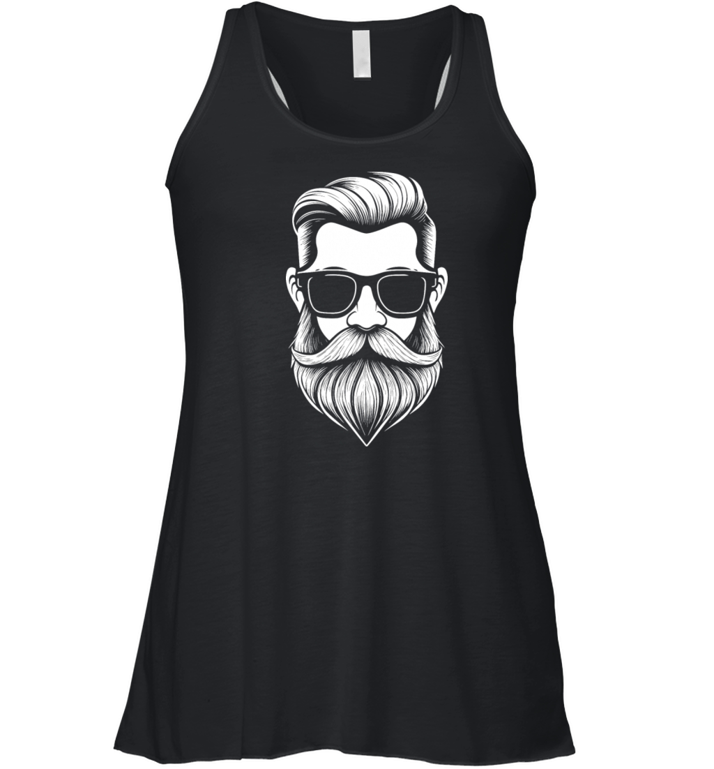 a Bearded and mustachioed mans face Women's Flowy Tank Top