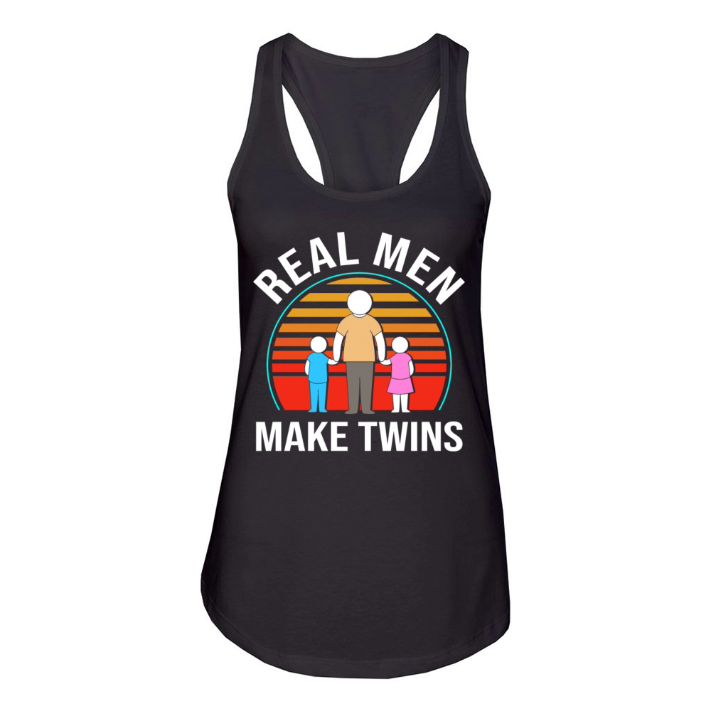 Retro Dad Of The Twins Real Men Make Twins Women's Racerback Tank