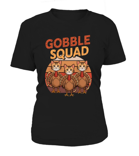 Funny Thanksgiving Cats in Turkey Costumes Gobble Women's T-Shirt