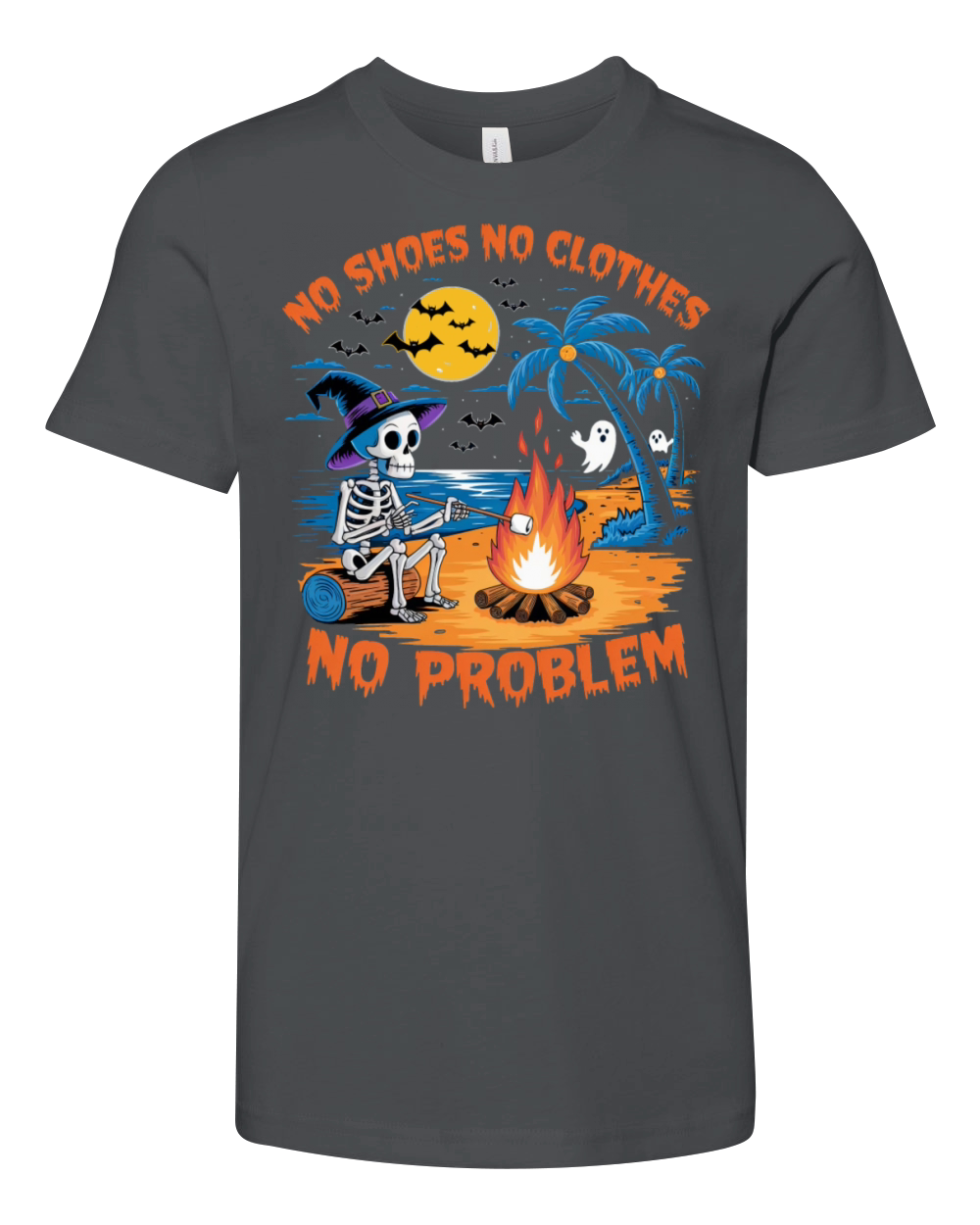 Halloween Skeleton No Shoes No Clothes No Problem Youth Unisex Jersey Tee