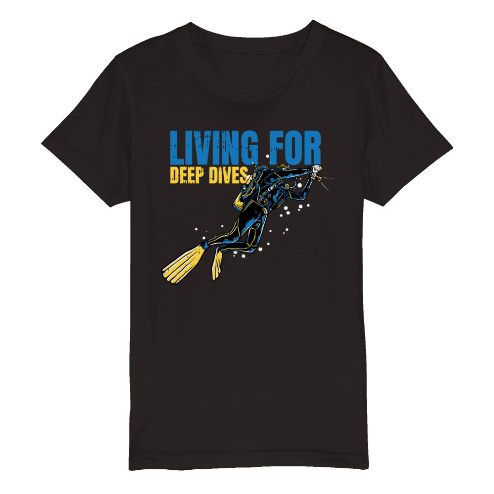 Living for Deep Dives Organic Kids Crewneck T-shirt