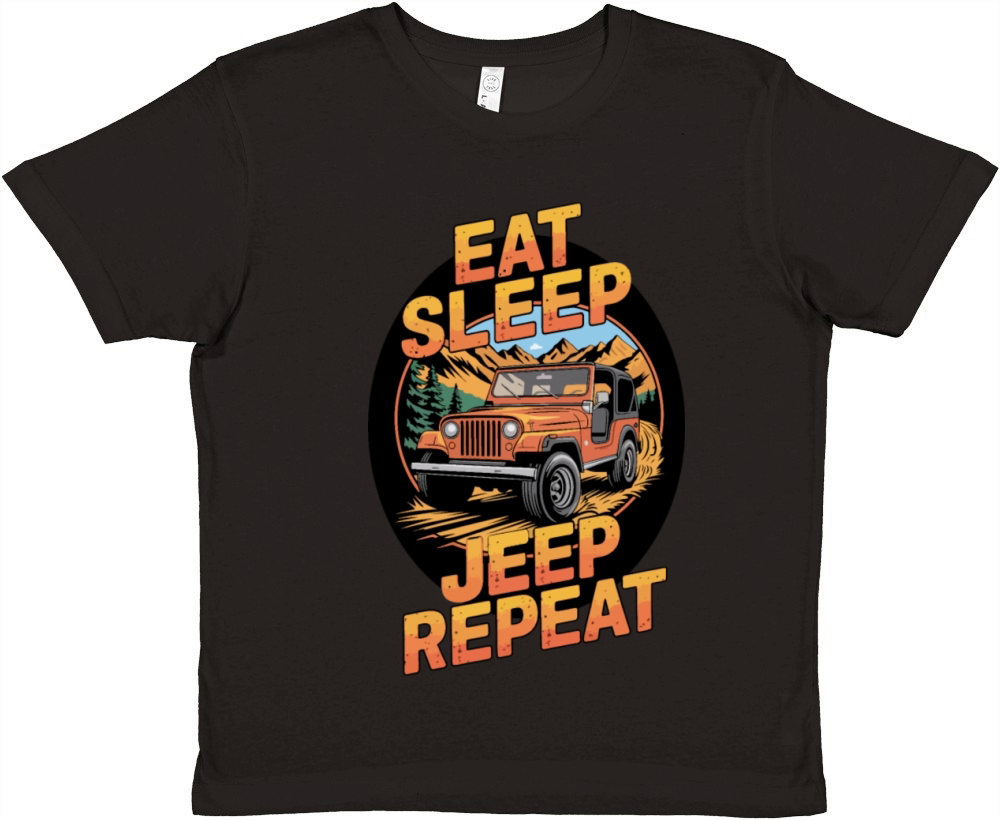 EAT SLEEP JEEP REPEAT Premium Kids Crewneck T-shirt
