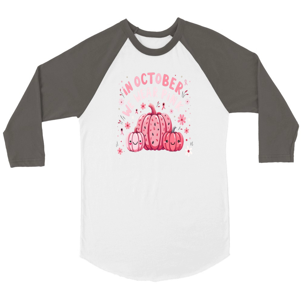 Breast Cancer Pink Awareness Design Unisex ¾ sleeve Raglan T-shirt