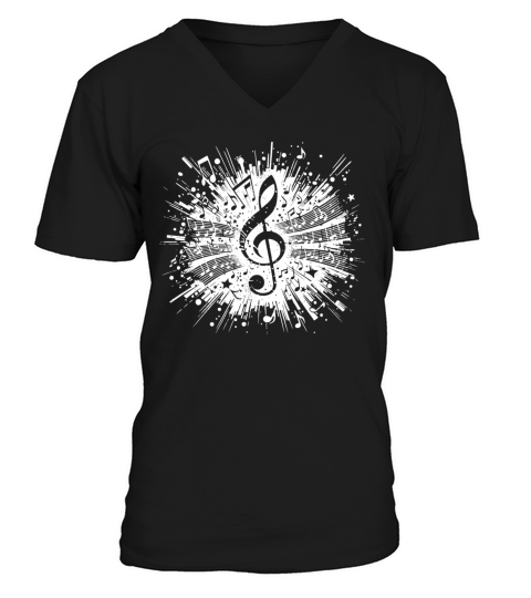 Flying Music Clef Vintage Sheet Music V-Neck T-shirt