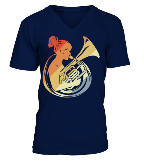 Tuba Girl Vintage Look V-Neck T-shirt