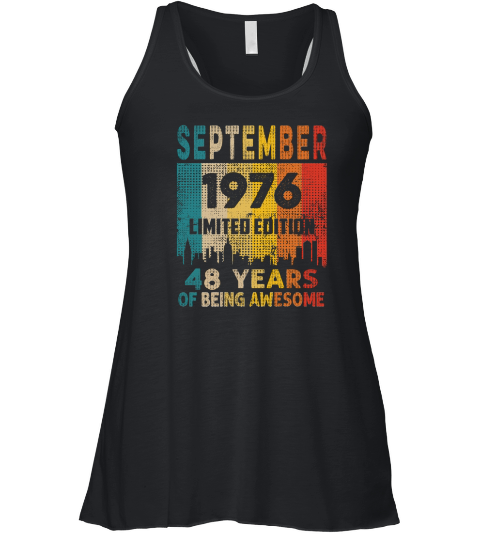 Born in SEPTEMBER 1976 Vintage 48th Birthday Gift Women's Flowy Tank Top