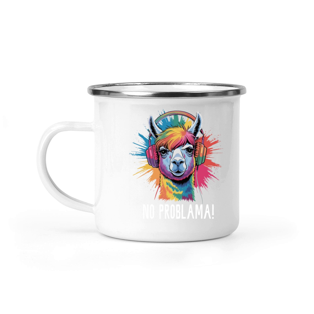 No Problama Llama Music Teens Rainbow Retro Alpaka Camping Mug
