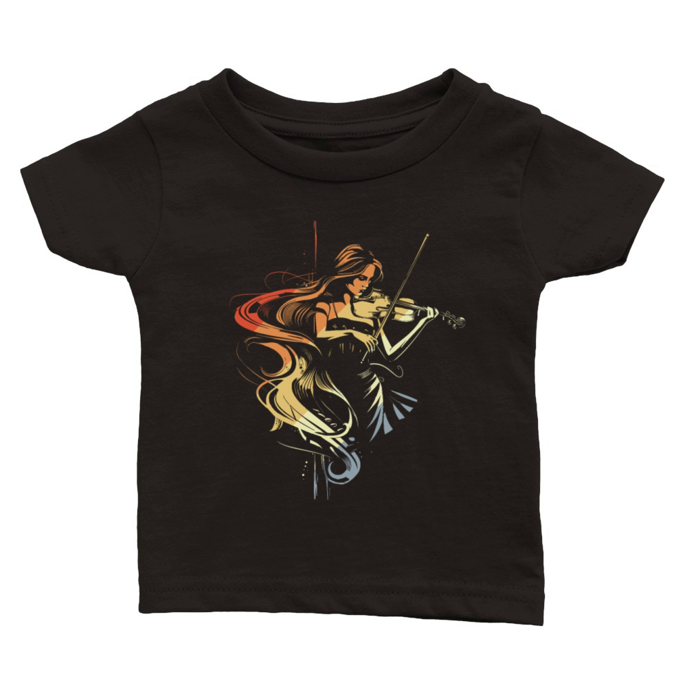 Vintage Violin Girl Sketch Classic Baby Crewneck T-shirt