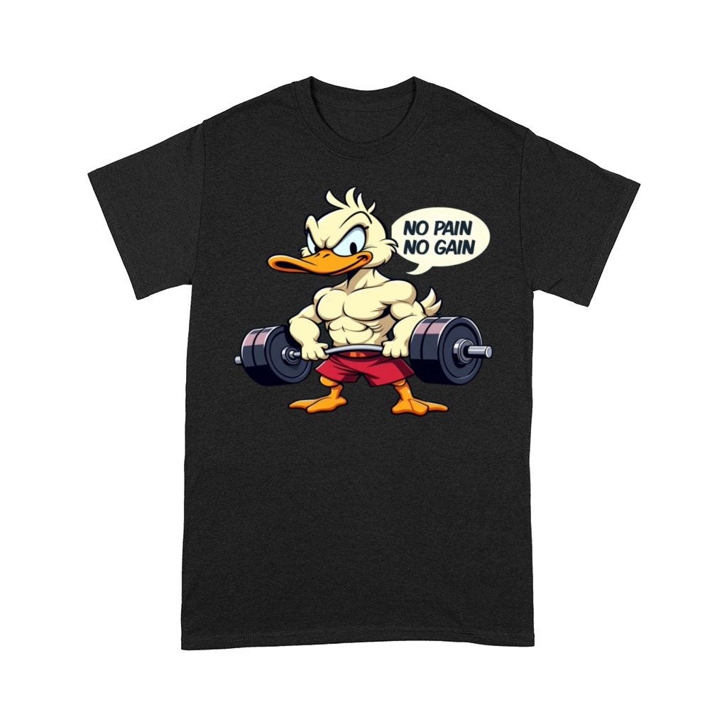 Buff Duck No Pain No Gain Gym Workout Cartoon Comfort T-shirt