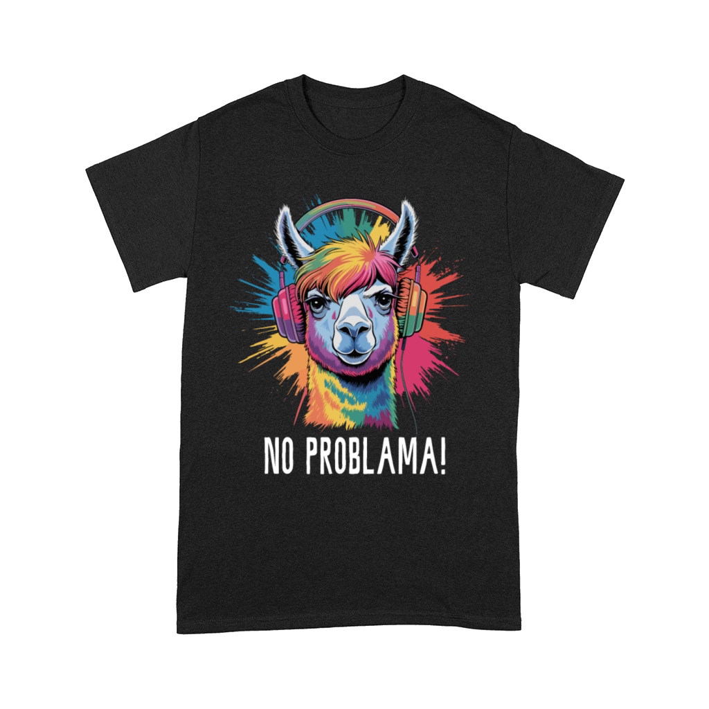 No Problama Llama Music Teens Rainbow Retro Alpaka Comfort T-shirt