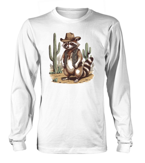 Vintage Racoon Cowboy Racoon Western Long sleeved Unisex
