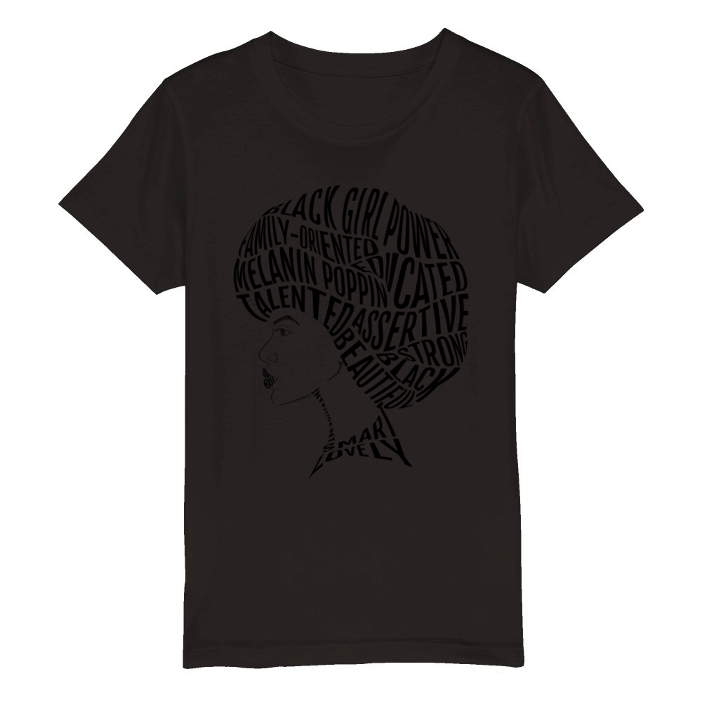 Afro Hair Word Art Design Organic Kids Crewneck T-shirt
