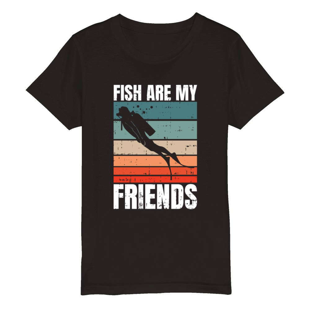 Fish Are My Friends Organic Kids Crewneck T-shirt