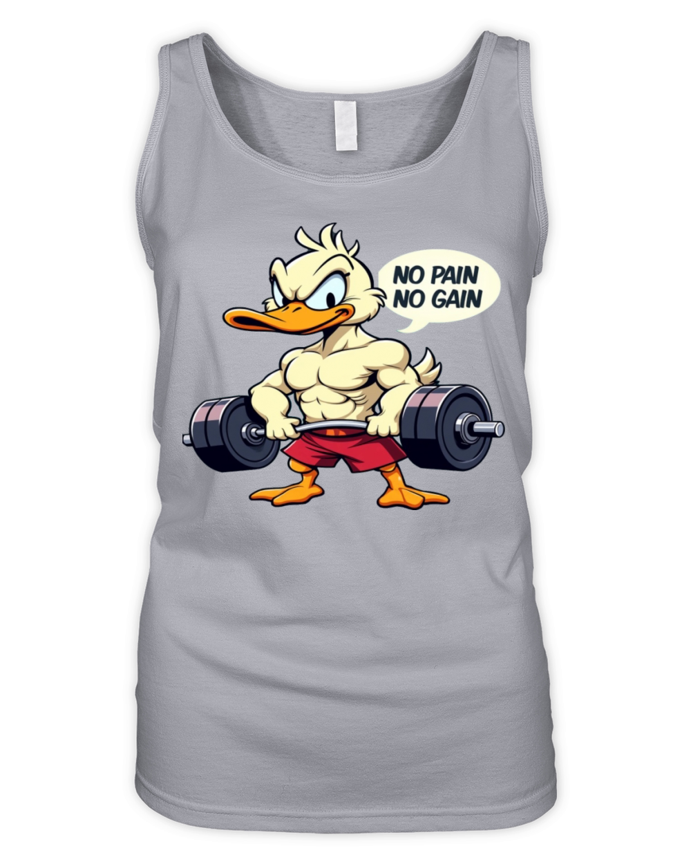 Buff Duck No Pain No Gain Gym Workout Cartoon Organic Women's Tank Top