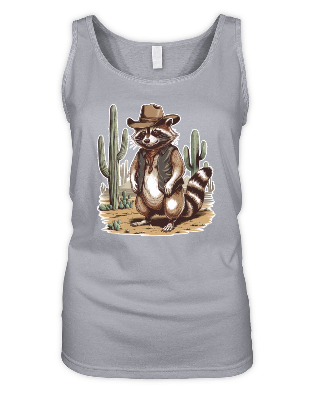 Vintage Racoon Cowboy Racoon Western Organic Women's Tank Top