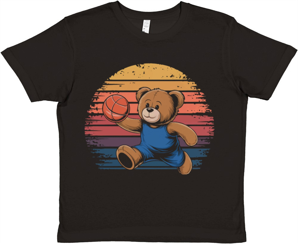 Teddy bear plays basketball vintage Premium Kids Crewneck T-shirt
