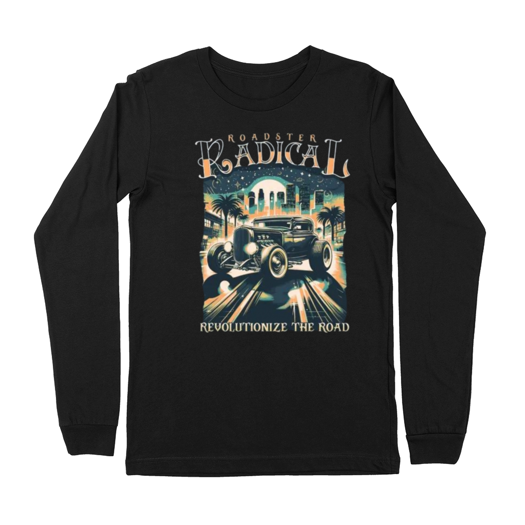 A vintage car driving towards the viewer on a road Premium Long Sleeve