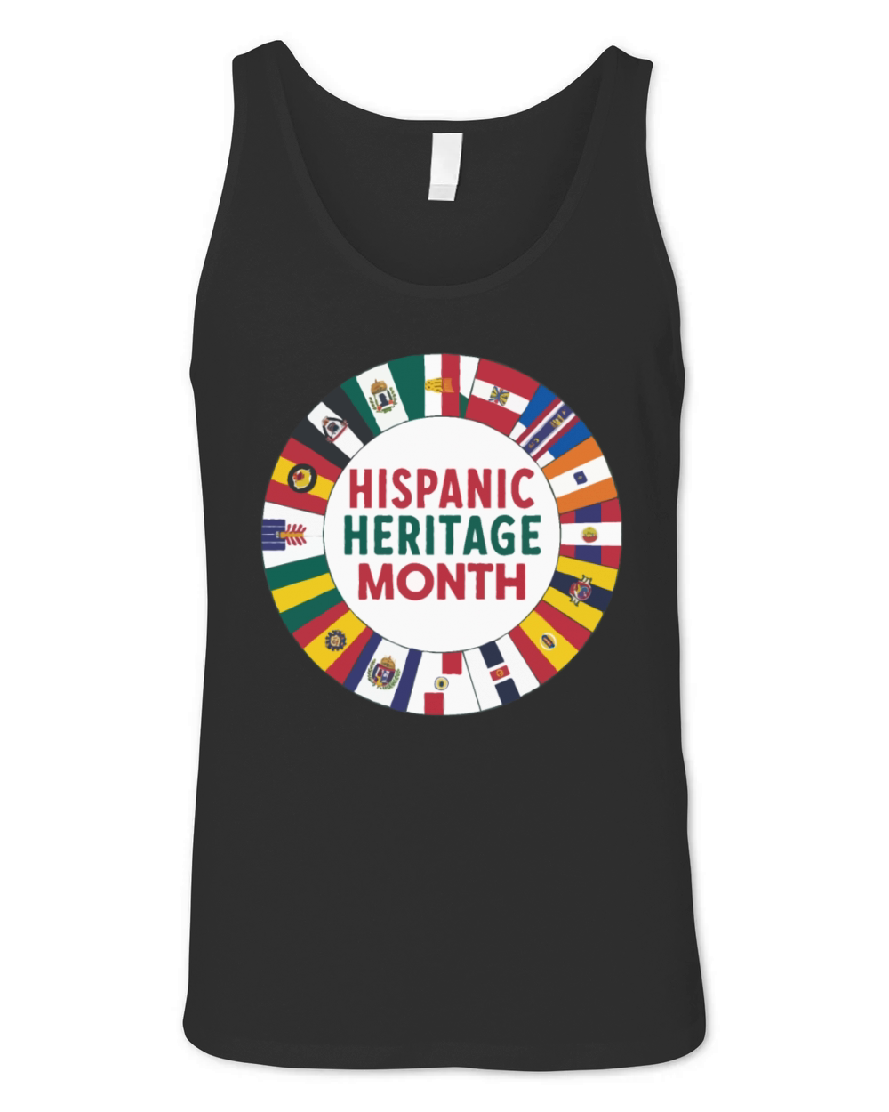 Hispanic Heritage Circle Unity of Flags T shirt Unisex Jersey Tank
