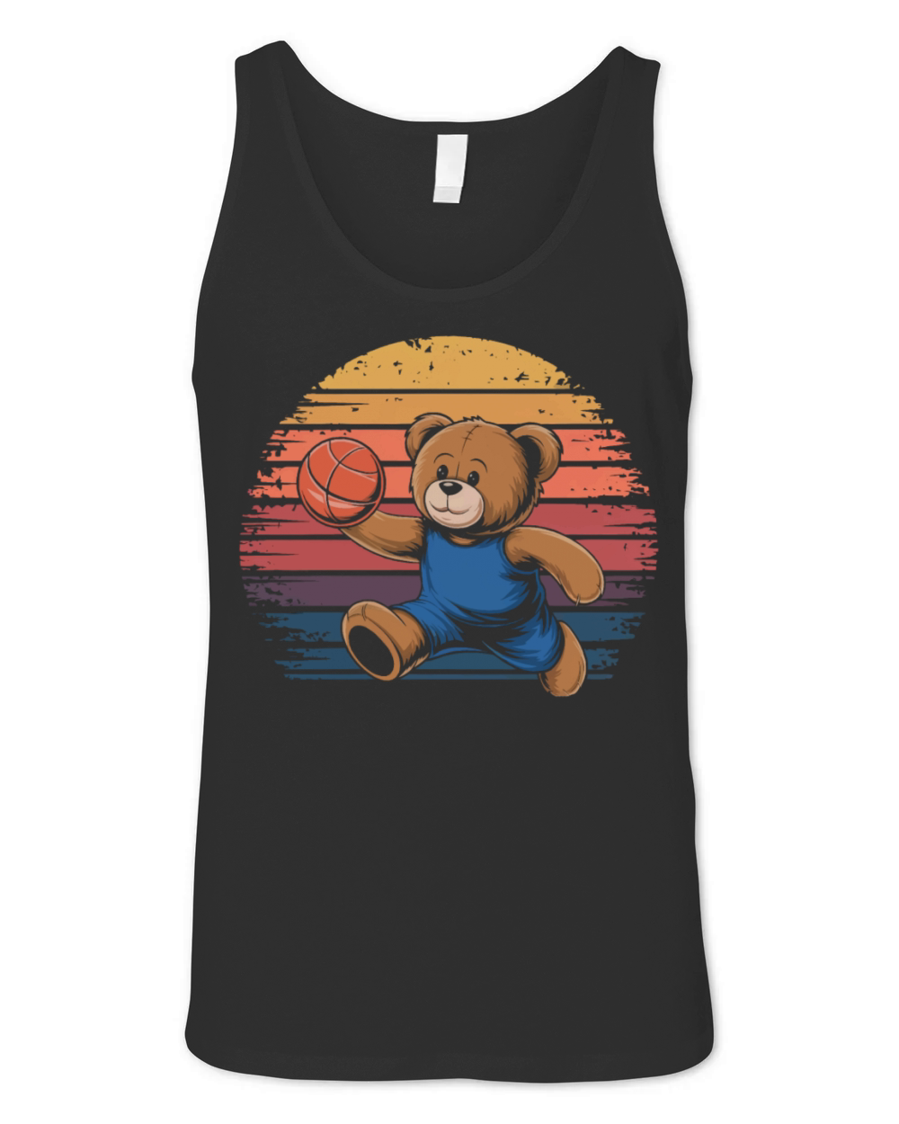 Teddy bear plays basketball vintage Unisex Jersey Tank