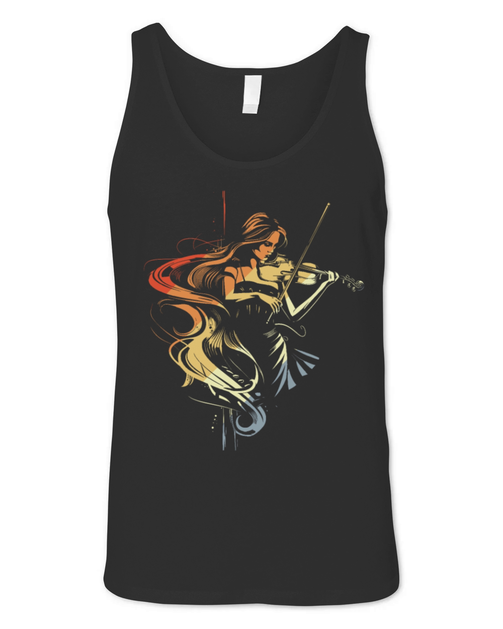 Vintage Violin Girl Sketch Unisex Jersey Tank