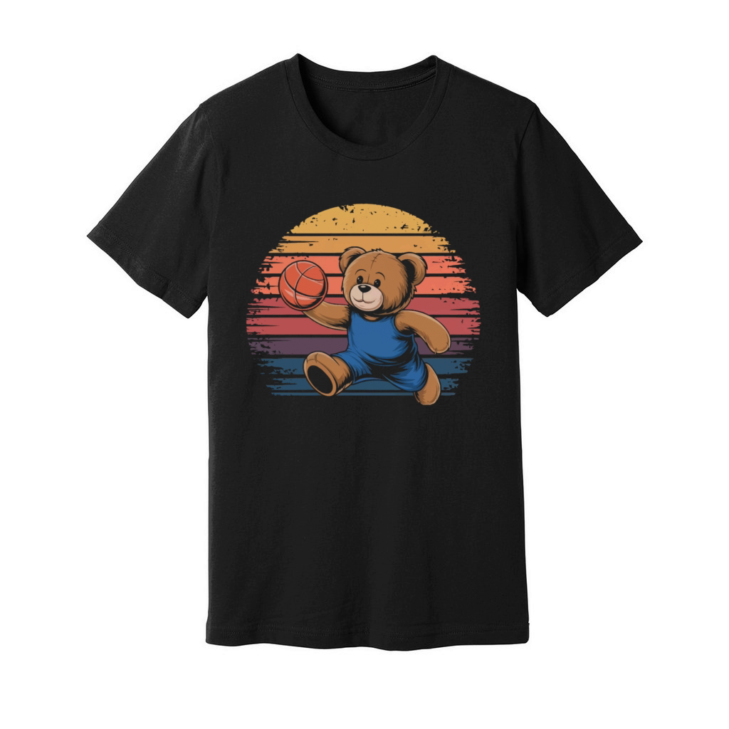 Teddy bear plays basketball vintage Unisex Jersey Tee