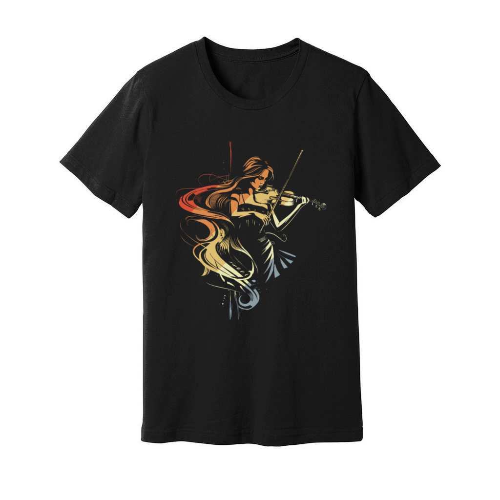 Vintage Violin Girl Sketch Unisex Jersey Tee