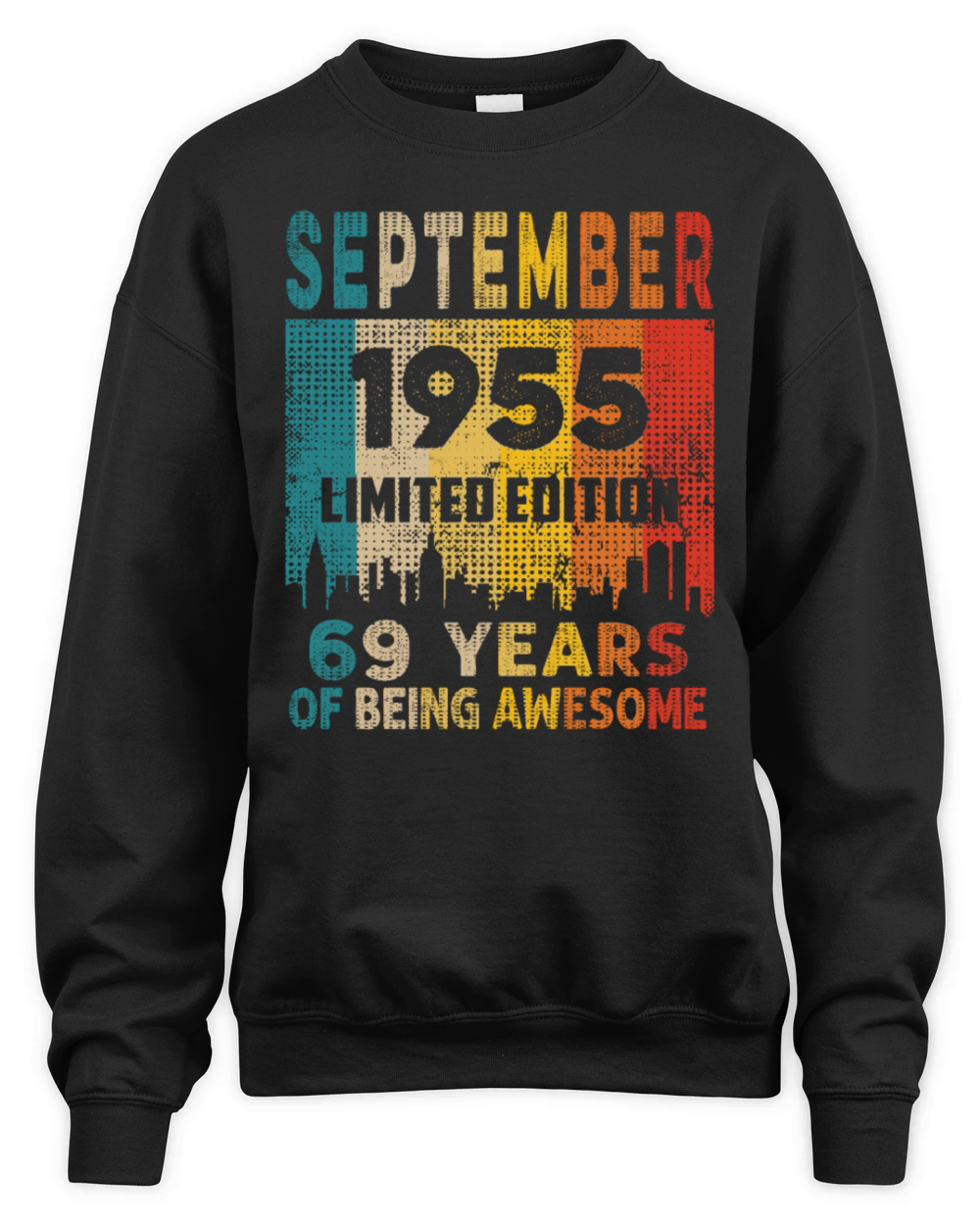 Born in SEPTEMBER 1955 Vintage 69th Birthday Gift Unisex Premium Crewneck Sweatshirt