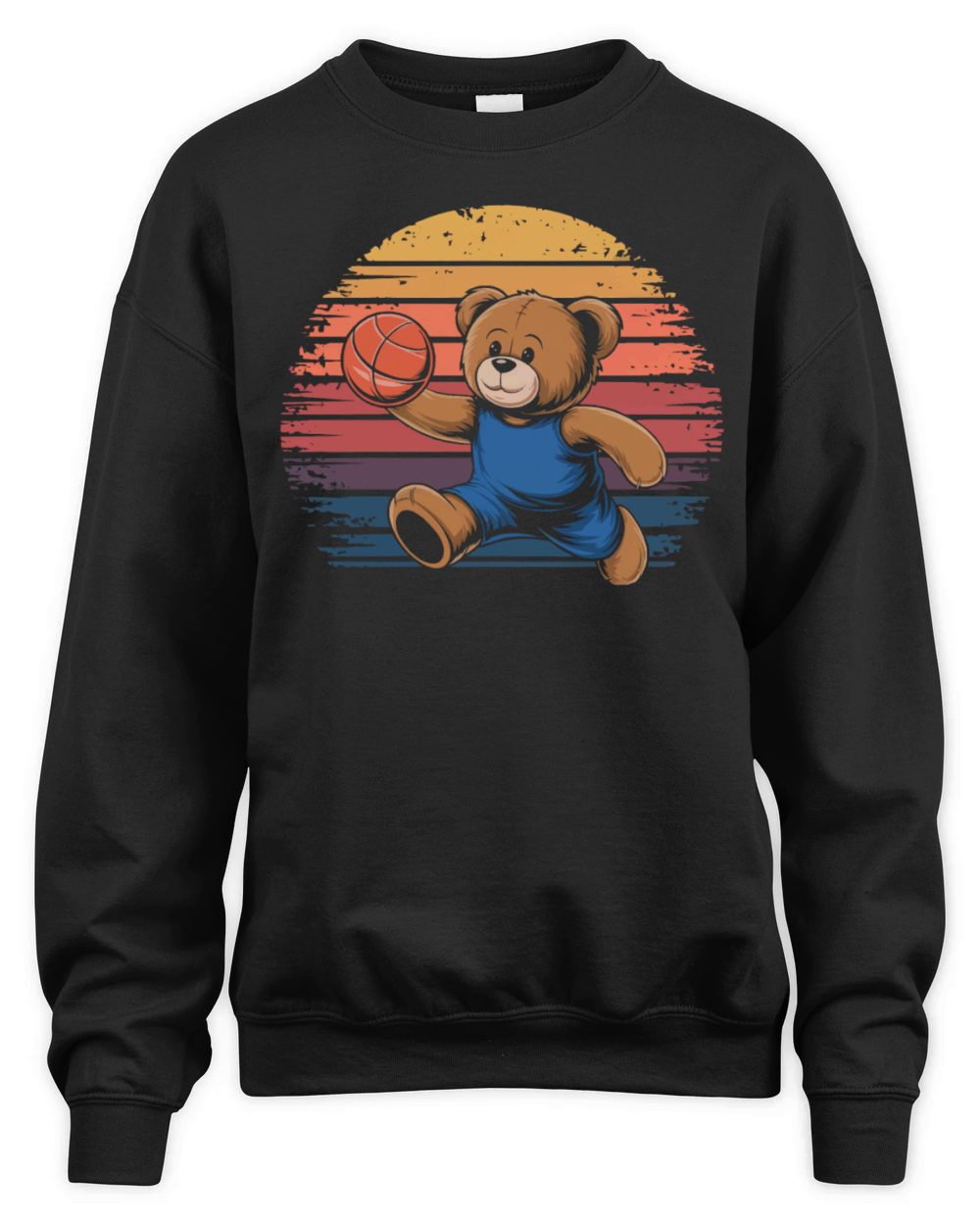 Teddy bear plays basketball vintage Unisex Premium Crewneck Sweatshirt