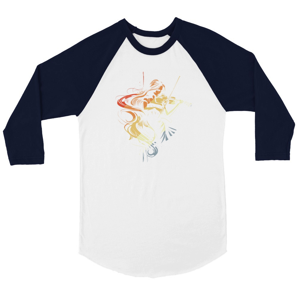 Vintage Violin Girl Sketch Unisex ¾ sleeve Raglan T-shirt